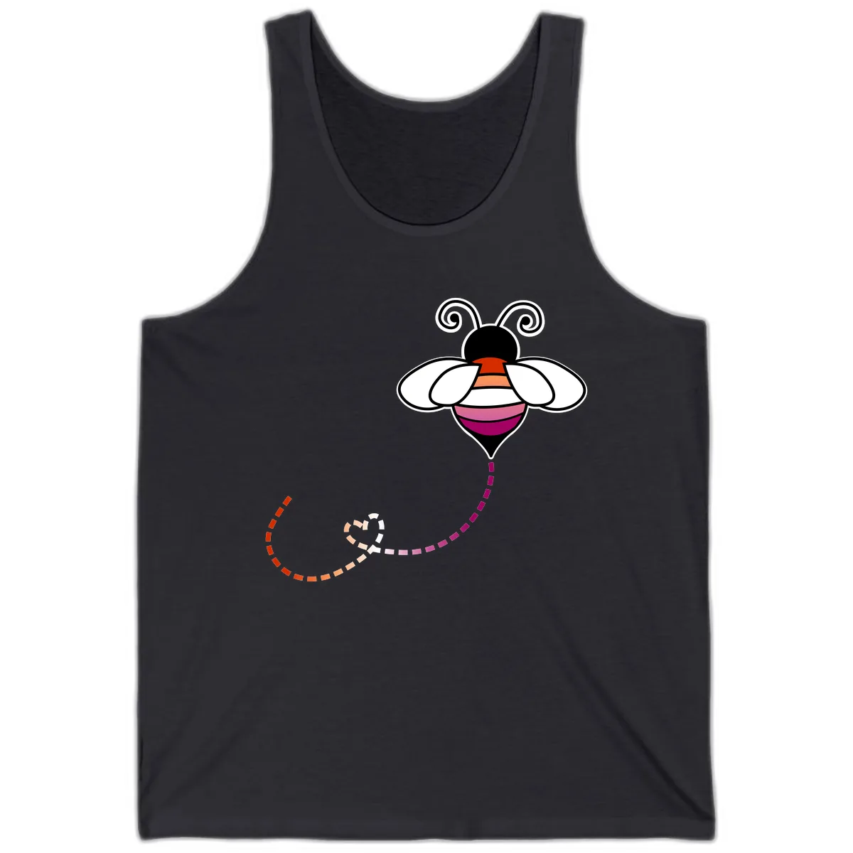 Rainbow Pride Bee With Flight Path Tank in Dark Grey
