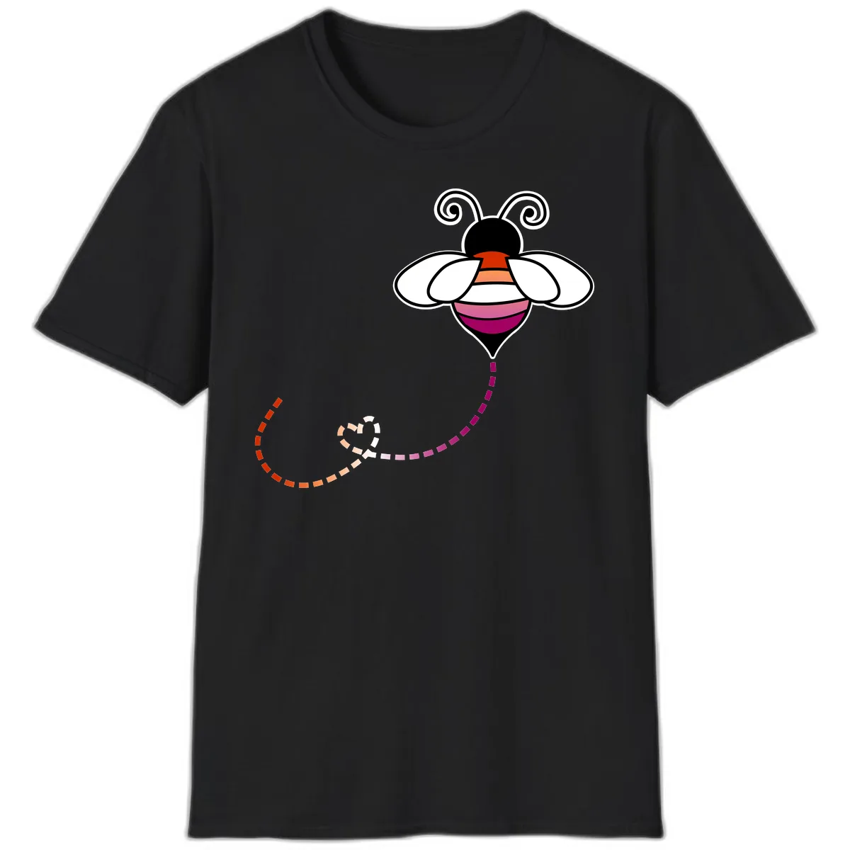 Rainbow Pride Bee With Flight Path T-Shirt in Black