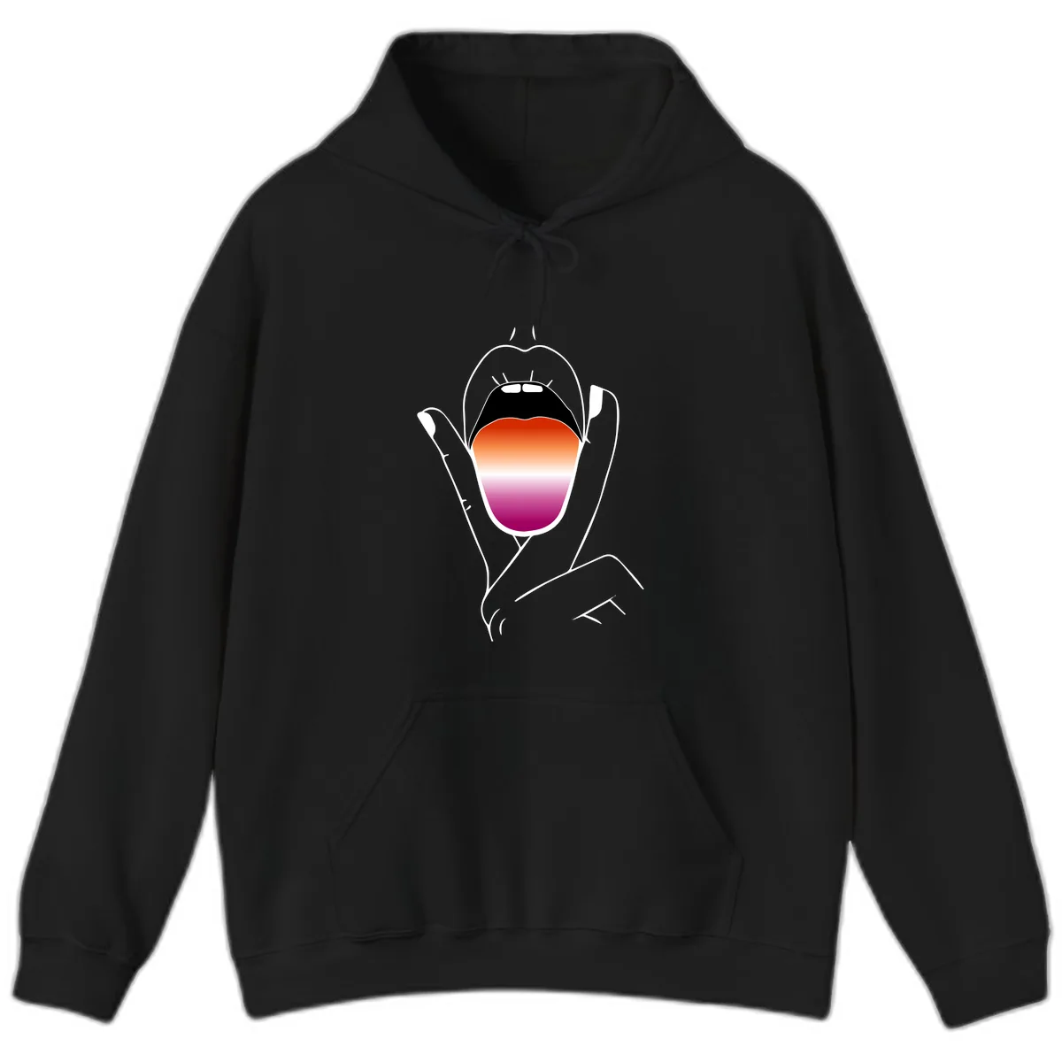 Open Mouth Pride Gradient Hoodie in Black