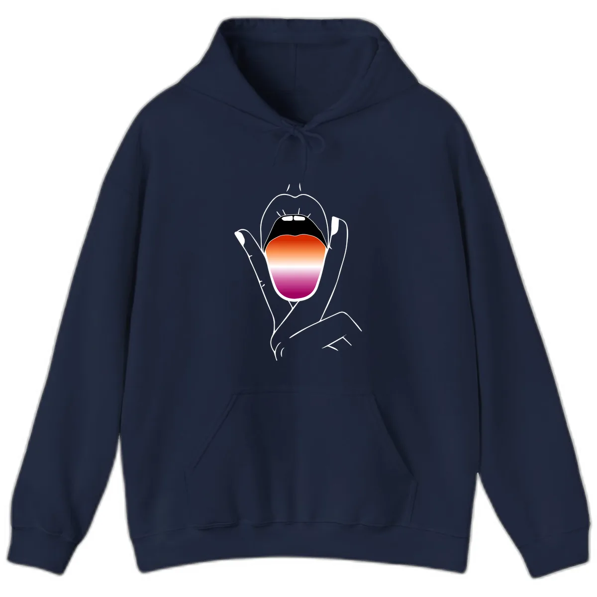 Open Mouth Pride Gradient Hoodie in Navy