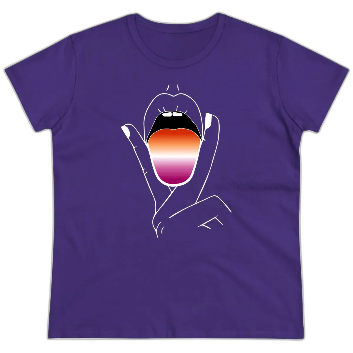 Open Mouth Pride Gradient Ladies Tee in Purple