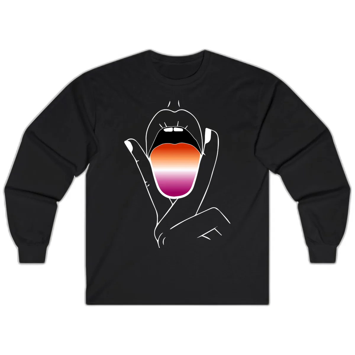 Open Mouth Pride Gradient Long Sleeve in Black