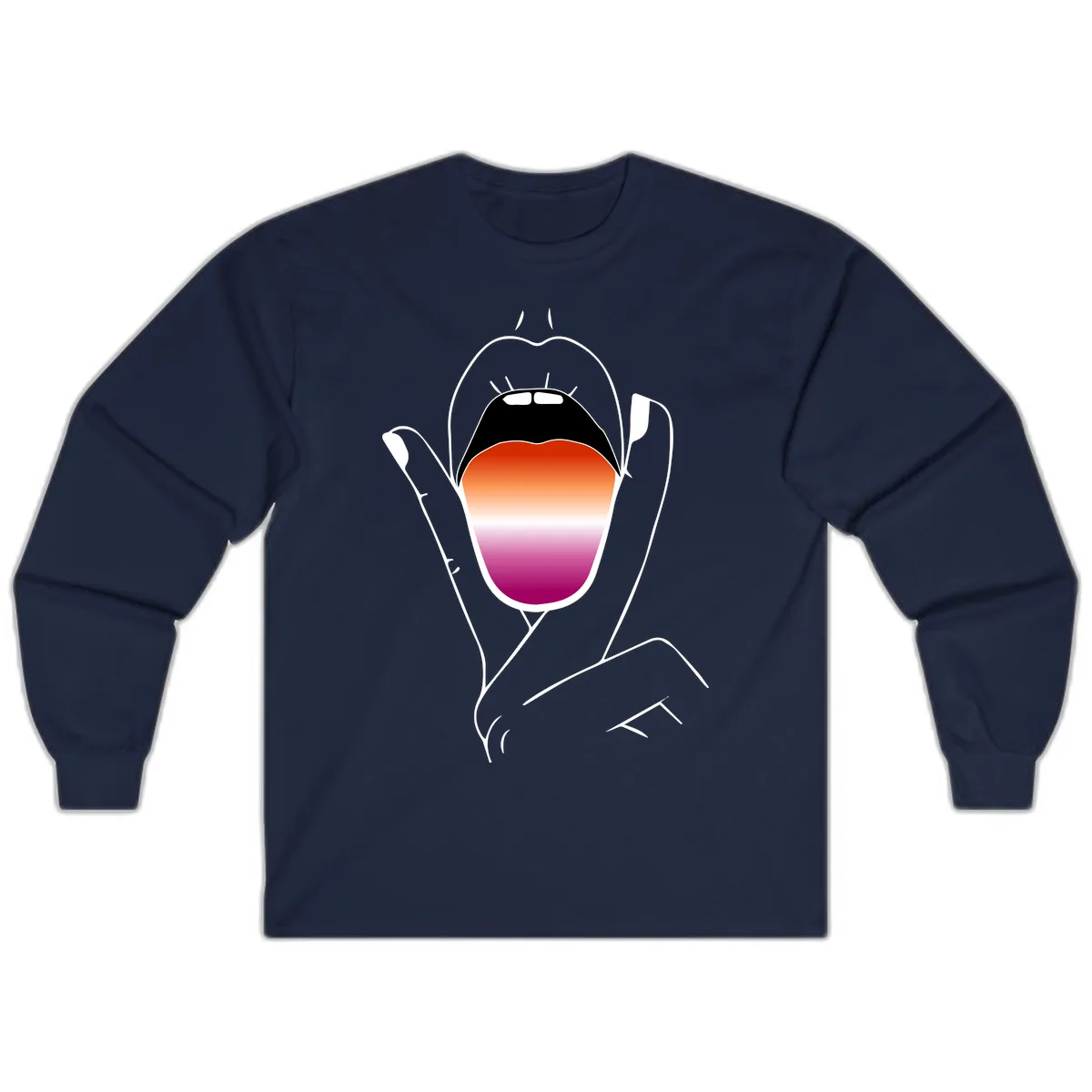 Open Mouth Pride Gradient Long Sleeve in Navy
