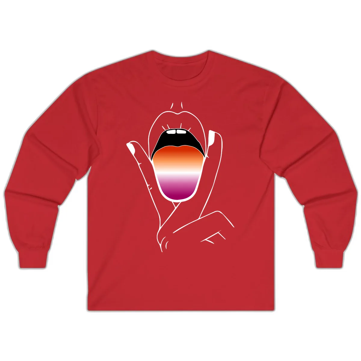 Open Mouth Pride Gradient Long Sleeve in Red