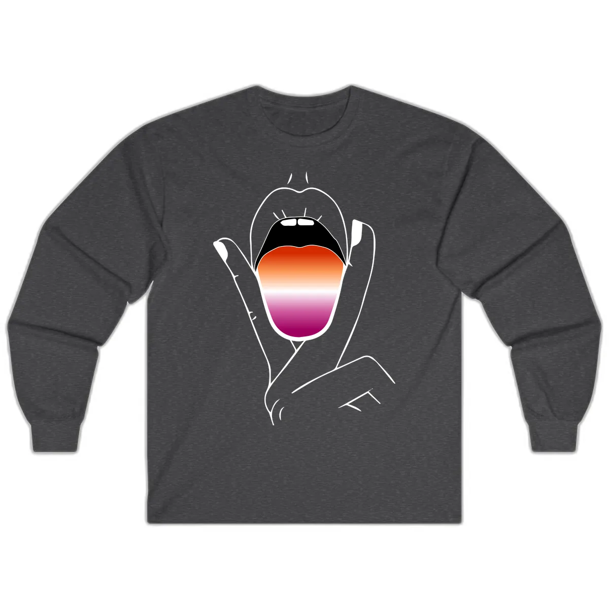 Open Mouth Pride Gradient Long Sleeve in Dark Heather