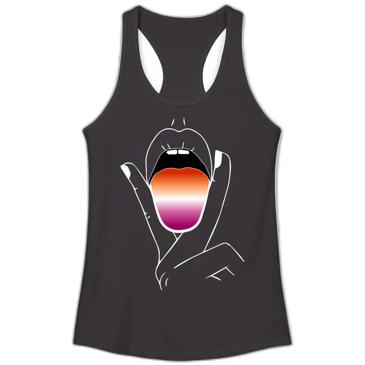 Open Mouth Pride Gradient Ladies Tank in Black