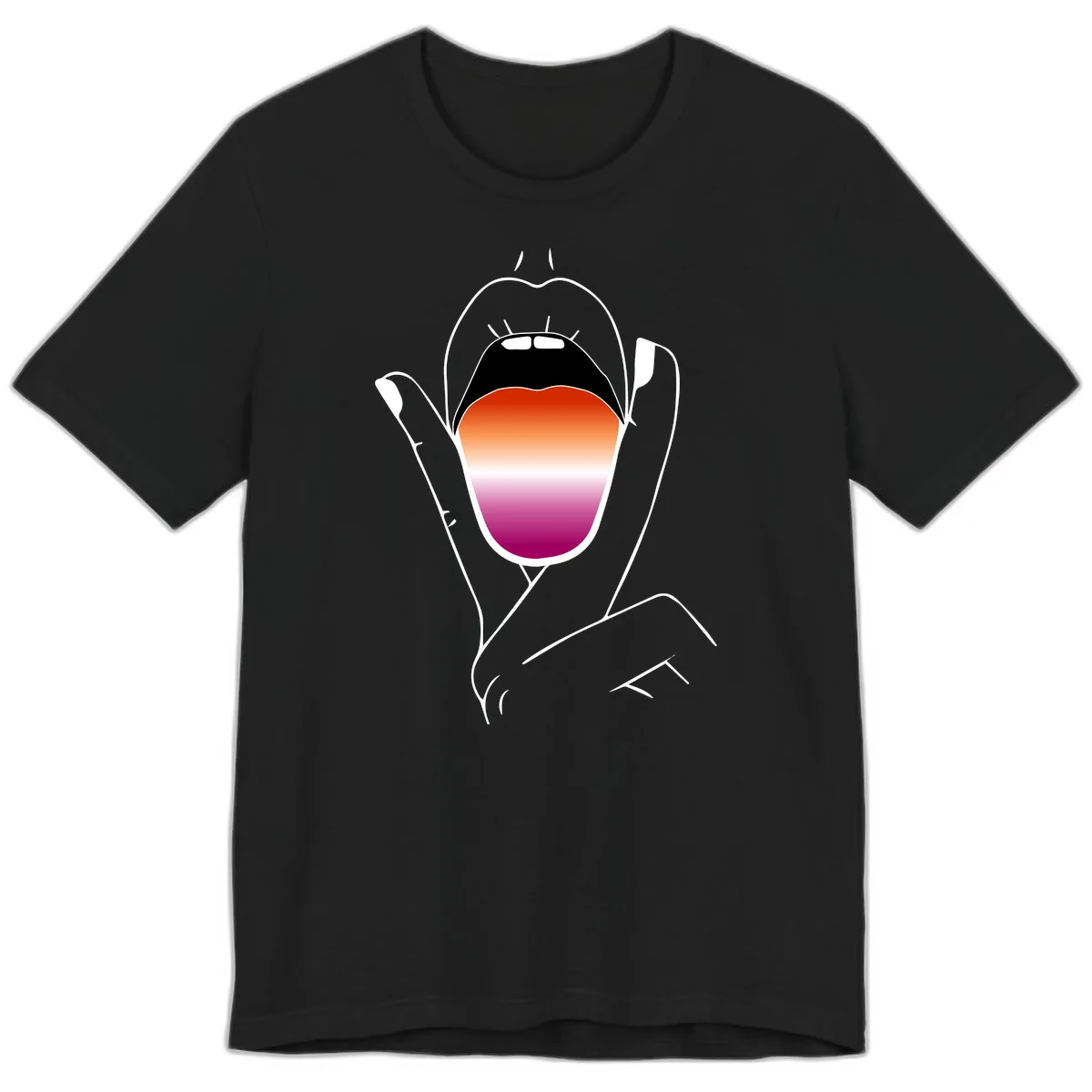 Open Mouth Pride Gradient Premium T-Shirt in Black