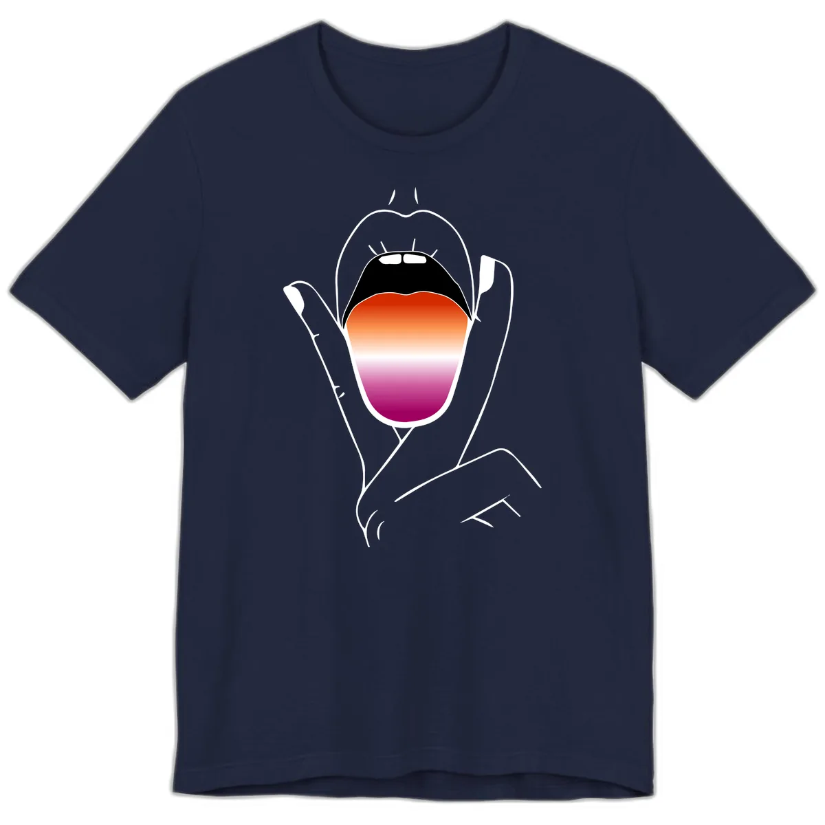 Open Mouth Pride Gradient Premium T-Shirt in Navy