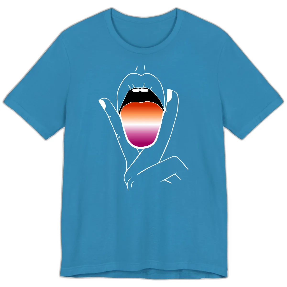 Open Mouth Pride Gradient Premium T-Shirt in Aqua