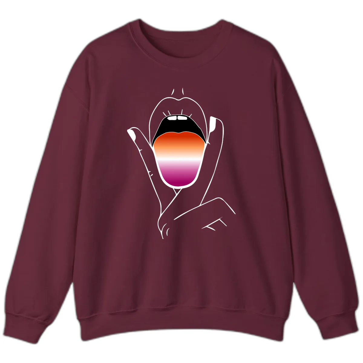Open Mouth Pride Gradient Sweatshirt in Maroon