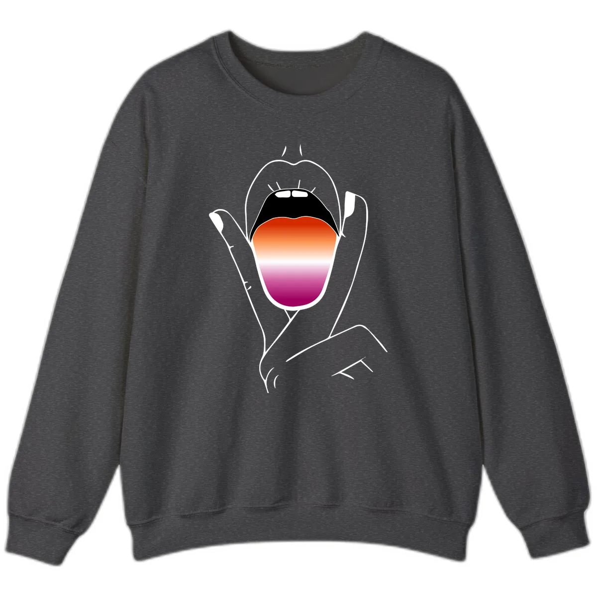 Open Mouth Pride Gradient Sweatshirt in Dark Heather