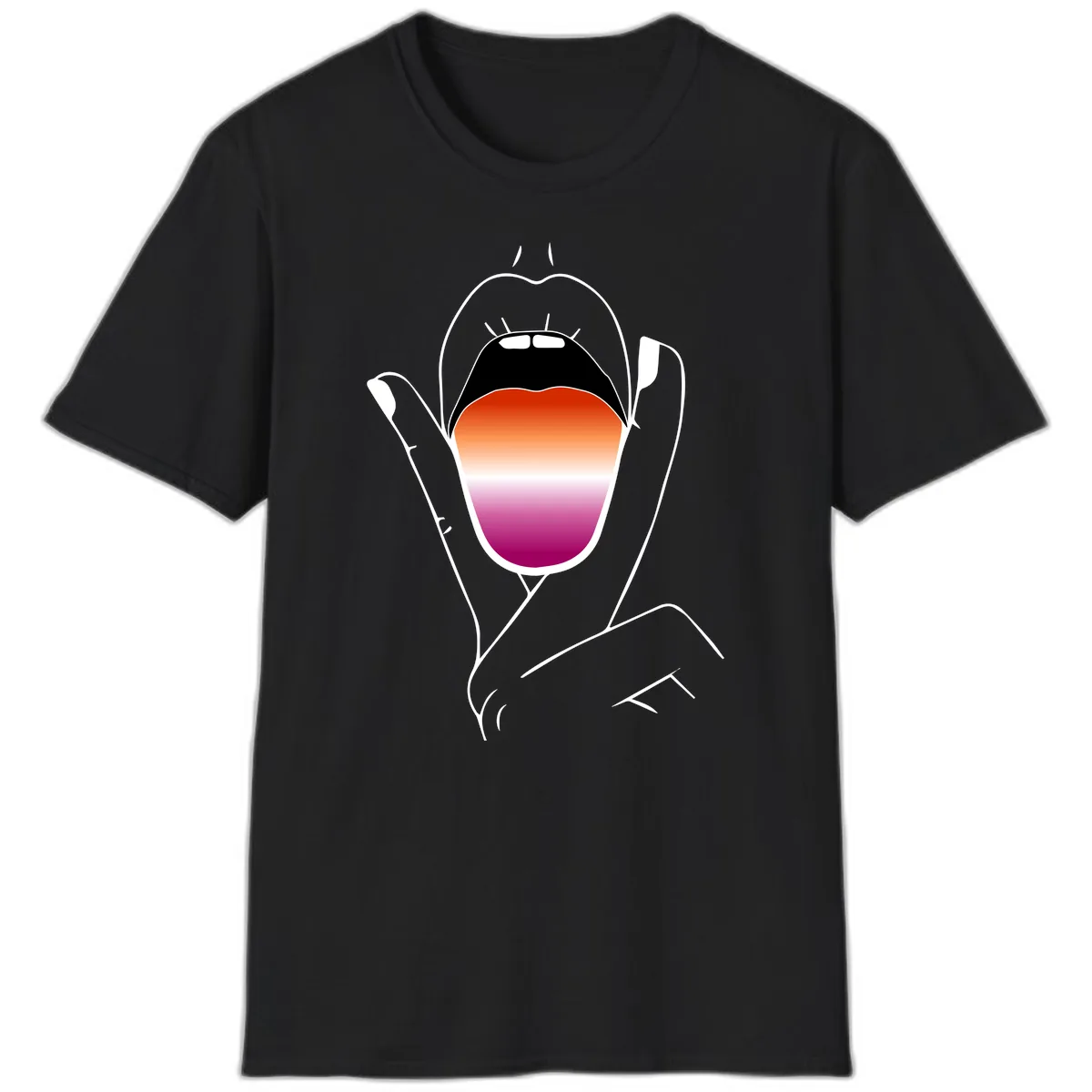 Open Mouth Pride Gradient T-Shirt in Black