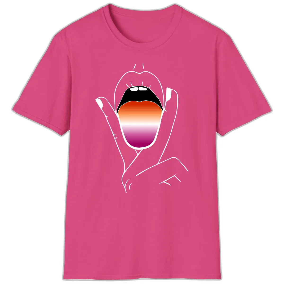 Open Mouth Pride Gradient T-Shirt in Heliconia