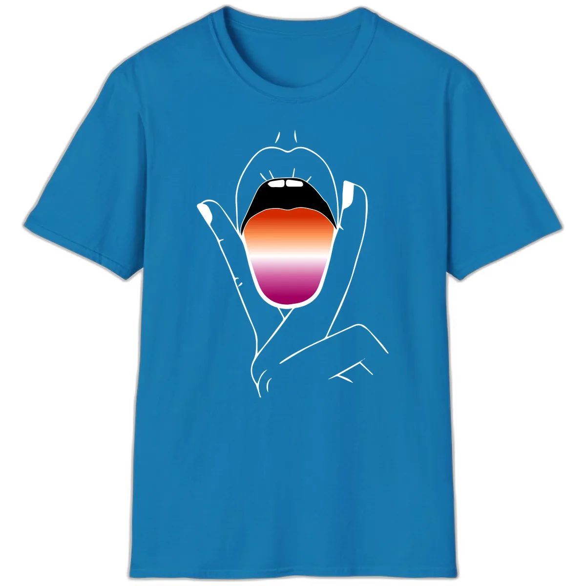 Open Mouth Pride Gradient T-Shirt in Sapphire
