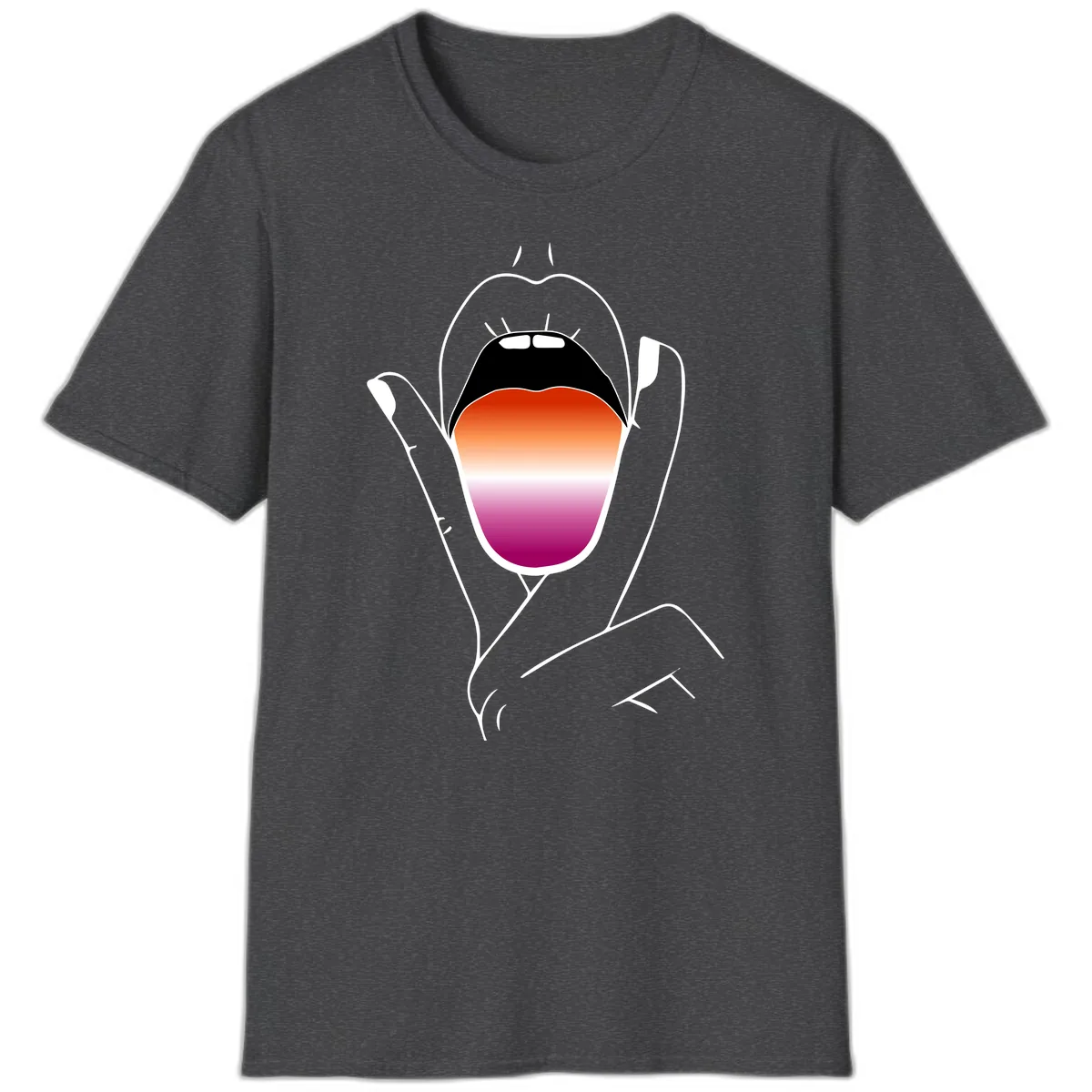 Open Mouth Pride Gradient T-Shirt in Dark Heather