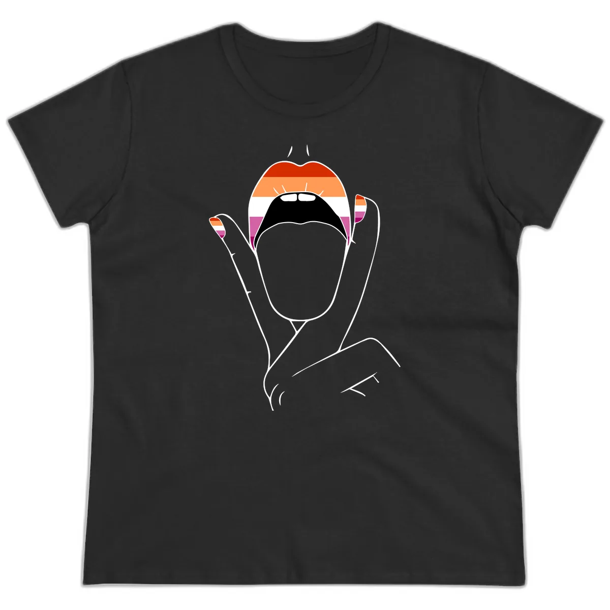 Lesbian Pride Celebration Ladies Tee in Black