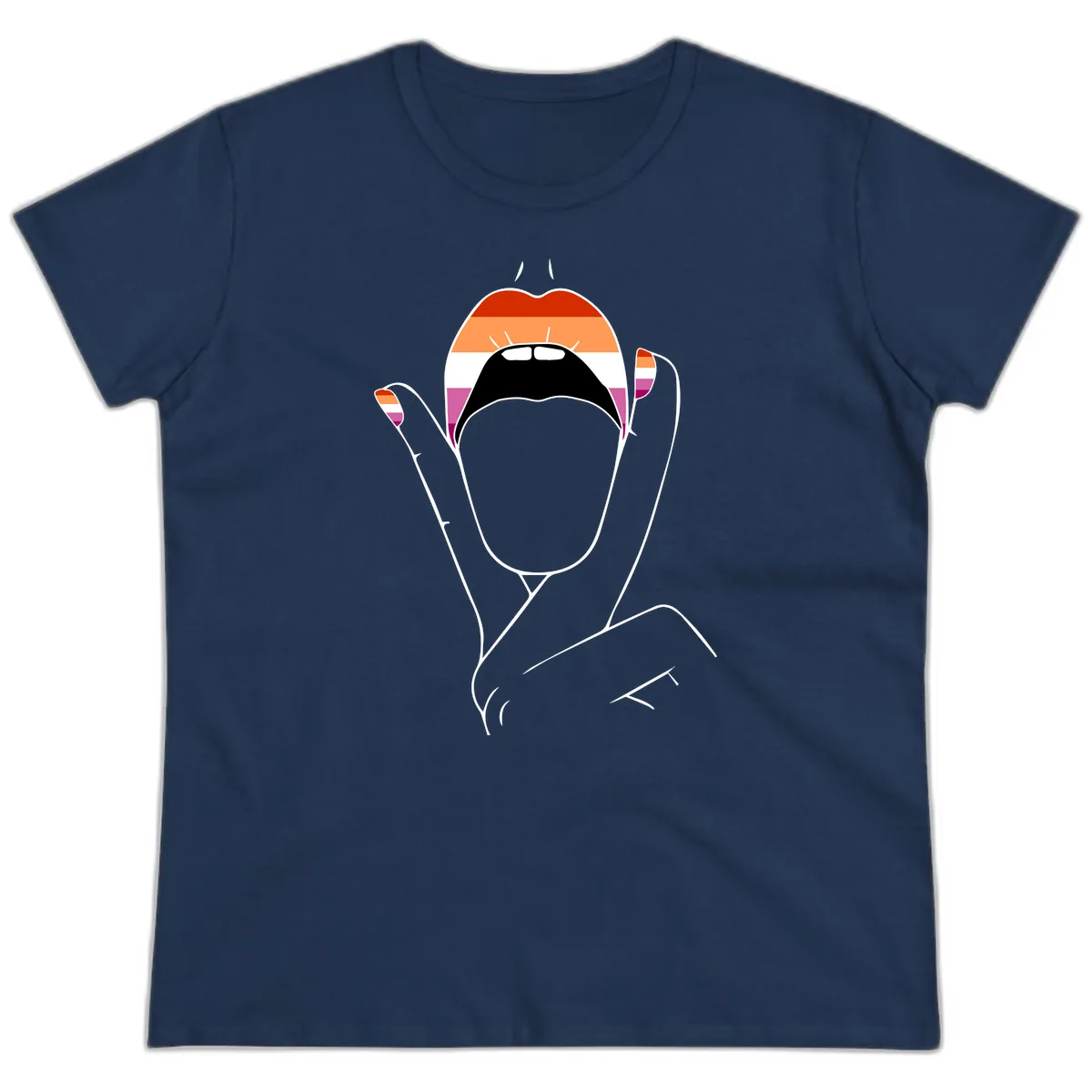 Lesbian Pride Celebration Ladies Tee in Navy