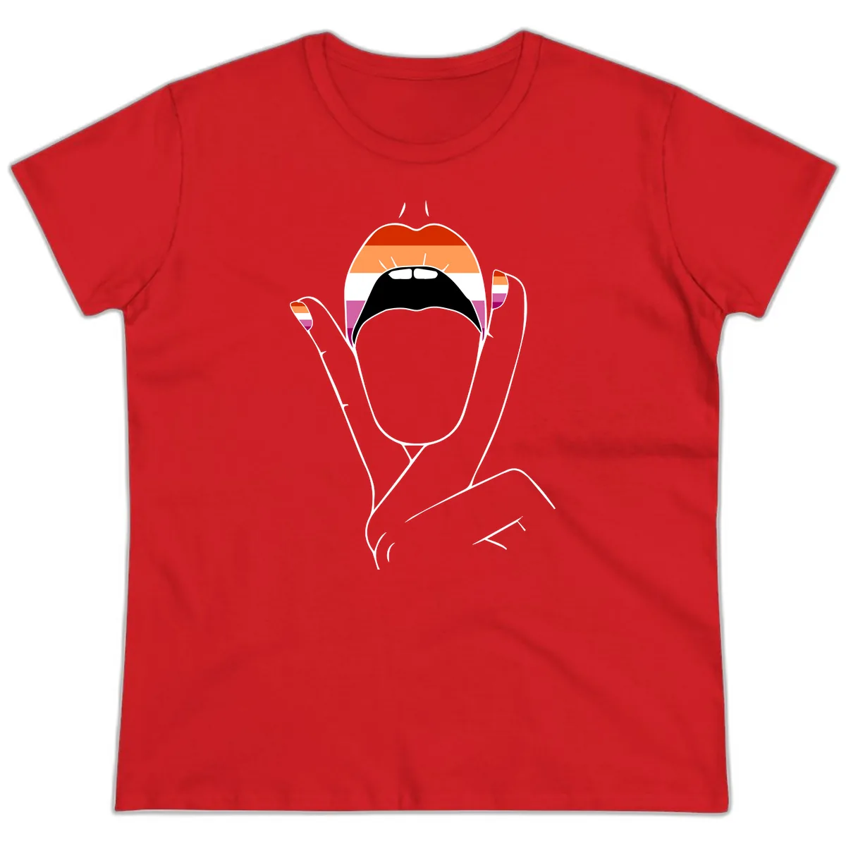 Lesbian Pride Celebration Ladies Tee in Red