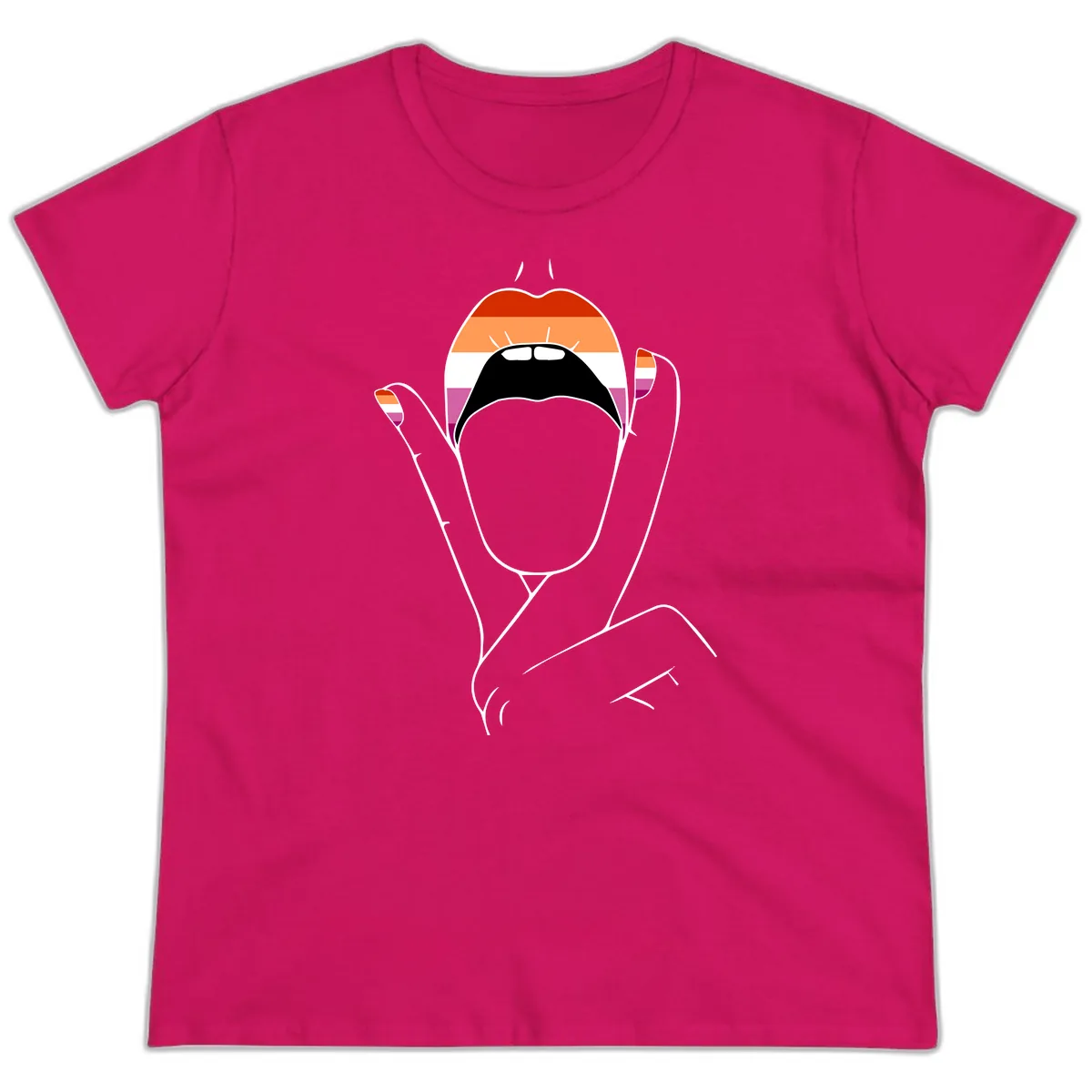 Lesbian Pride Celebration Ladies Tee in Heliconia