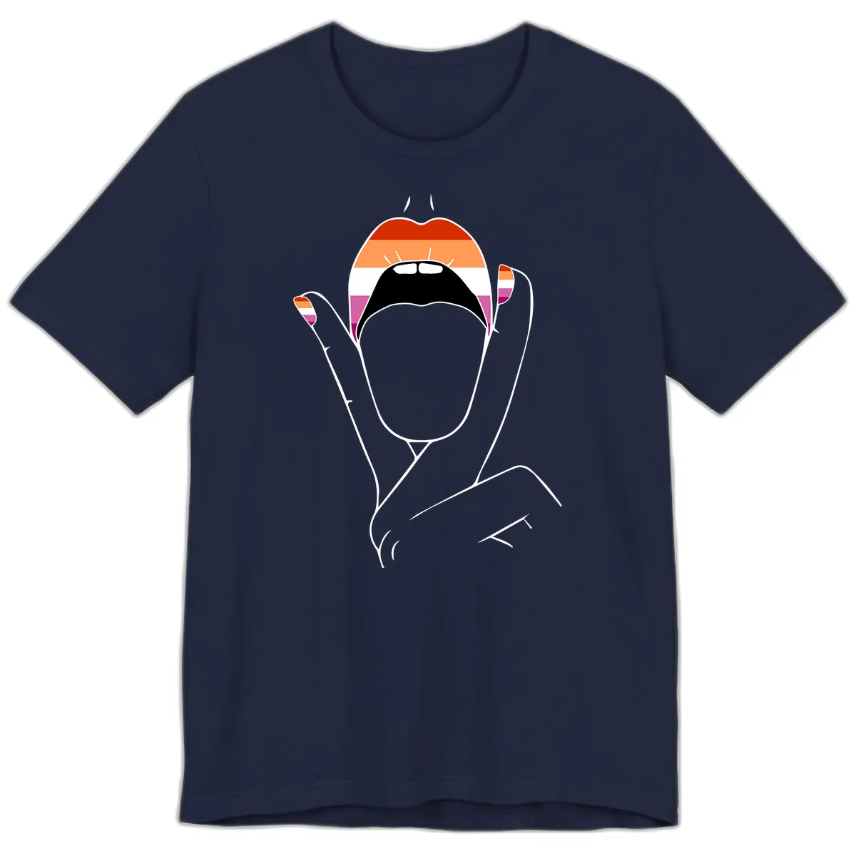 Lesbian Pride Celebration Premium T-Shirt in Navy