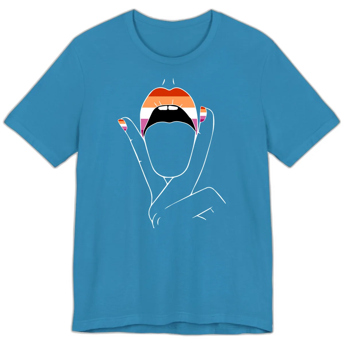Lesbian Pride Celebration Premium T-Shirt in Aqua