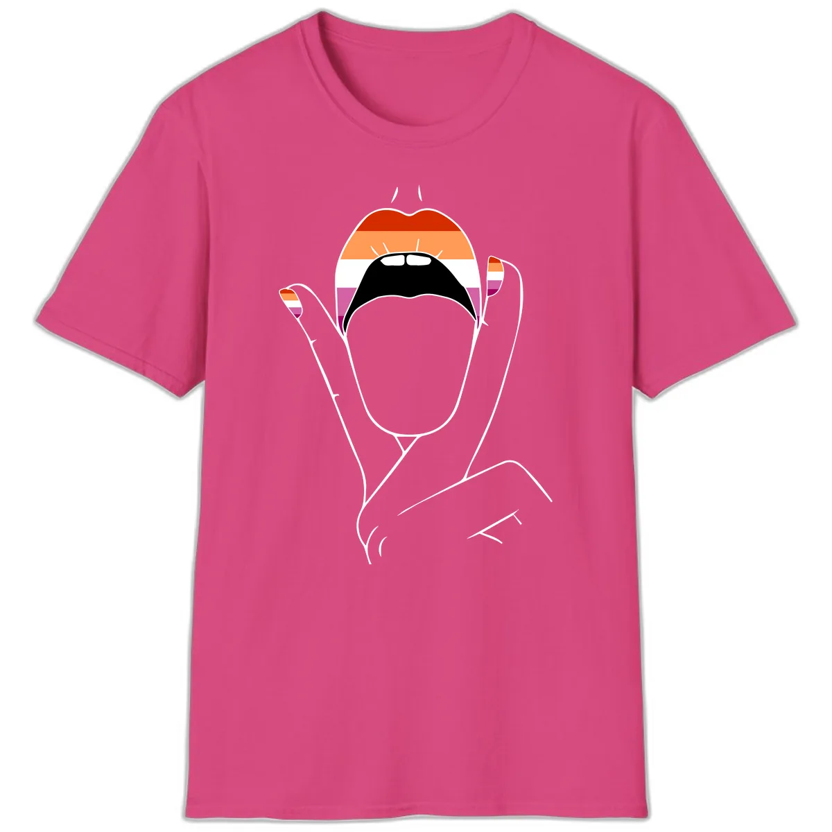 Lesbian Pride Celebration T-Shirt in Heliconia