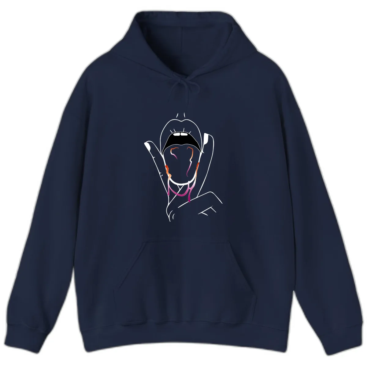 Open Mouth Pride Hoodie in Navy