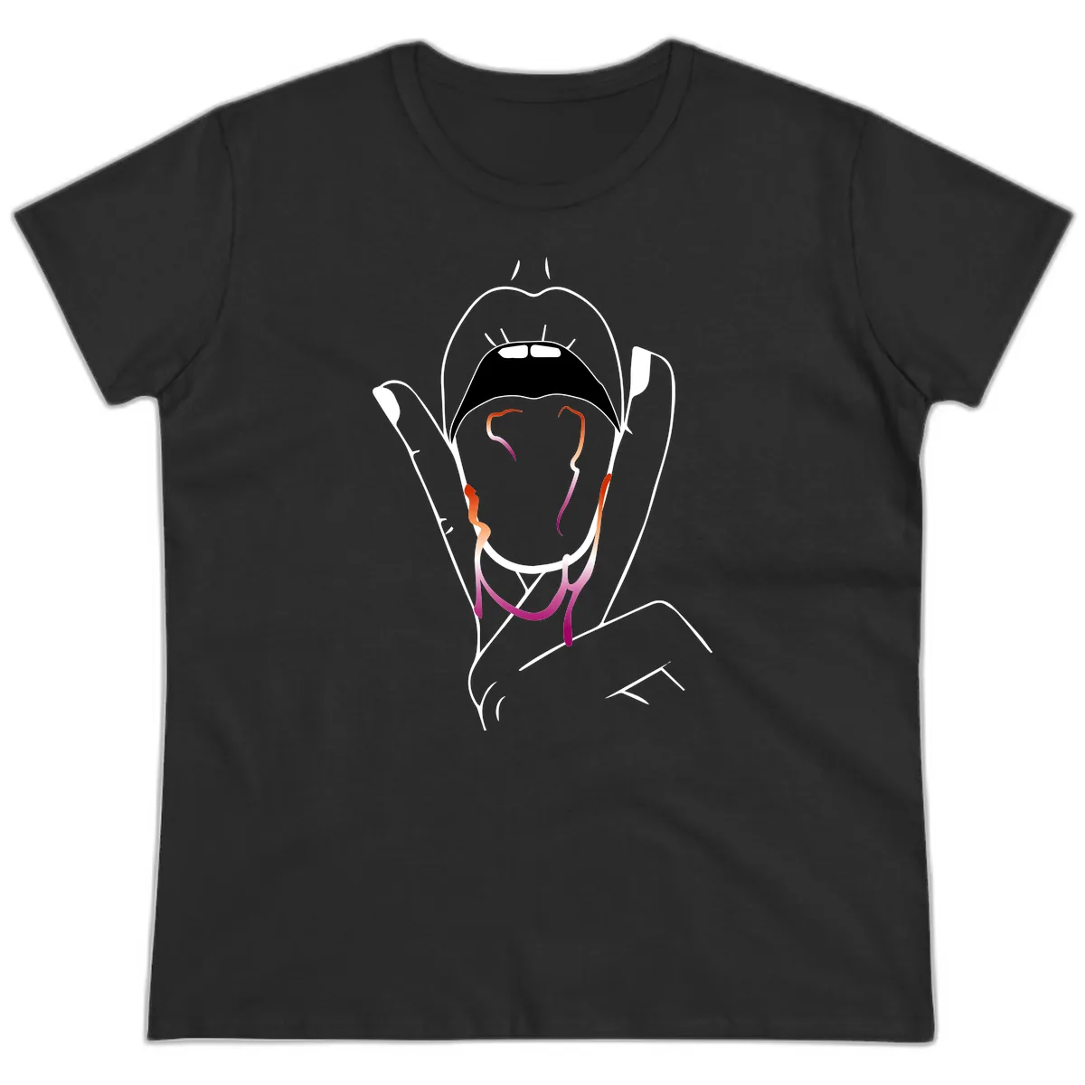 Open Mouth Pride Ladies Tee in Black