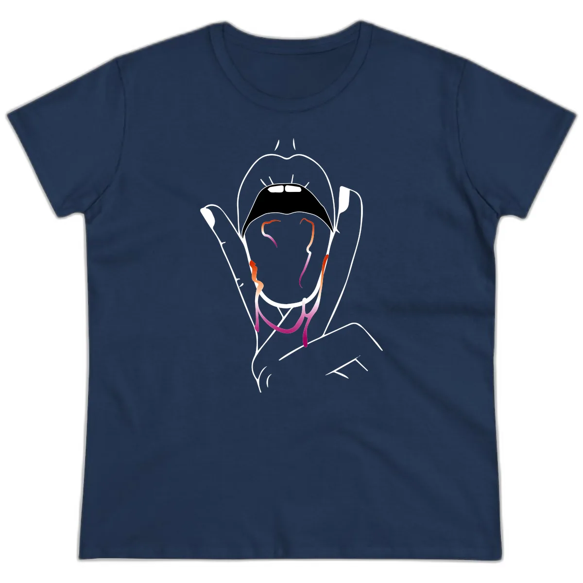 Open Mouth Pride Ladies Tee in Navy