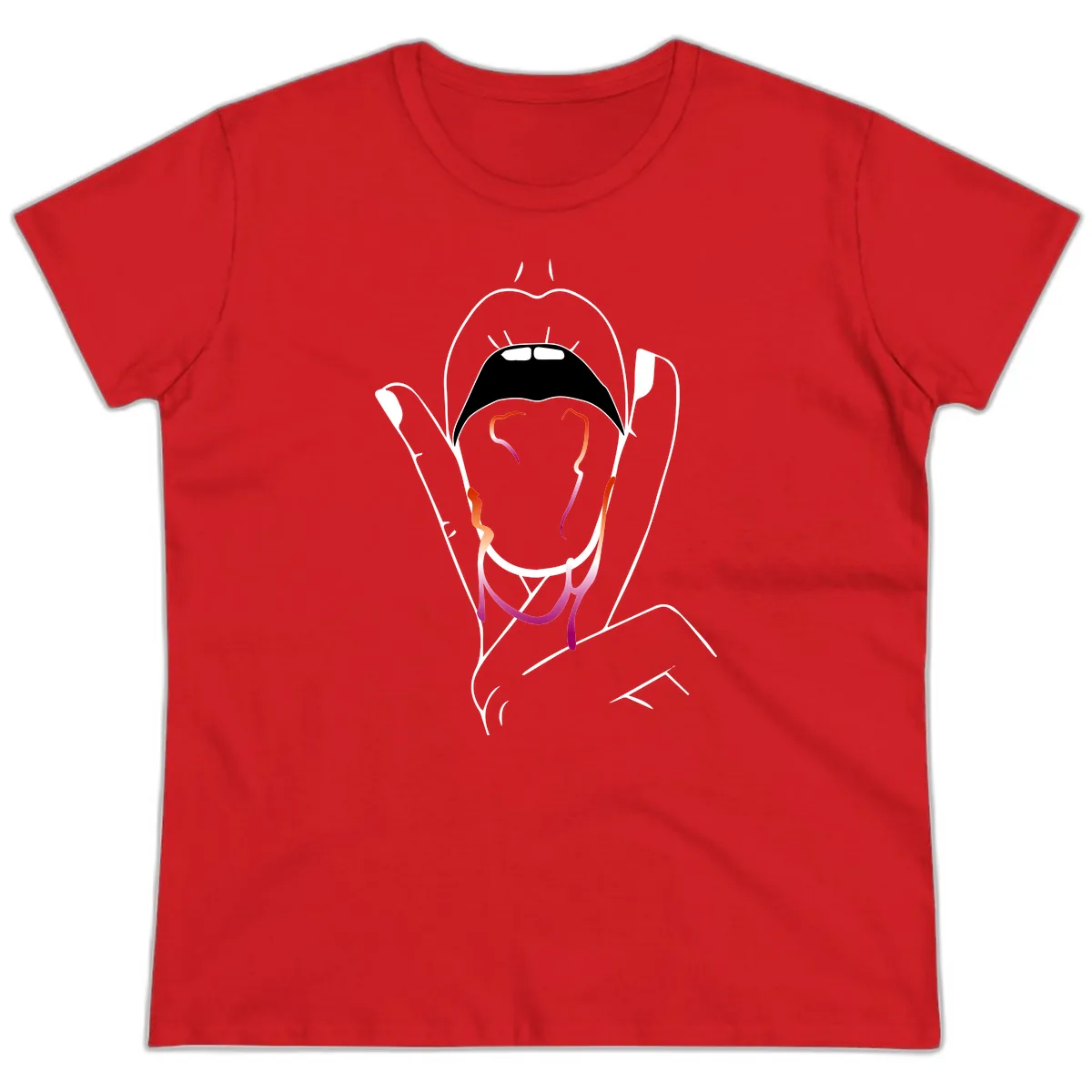 Open Mouth Pride Ladies Tee in Red