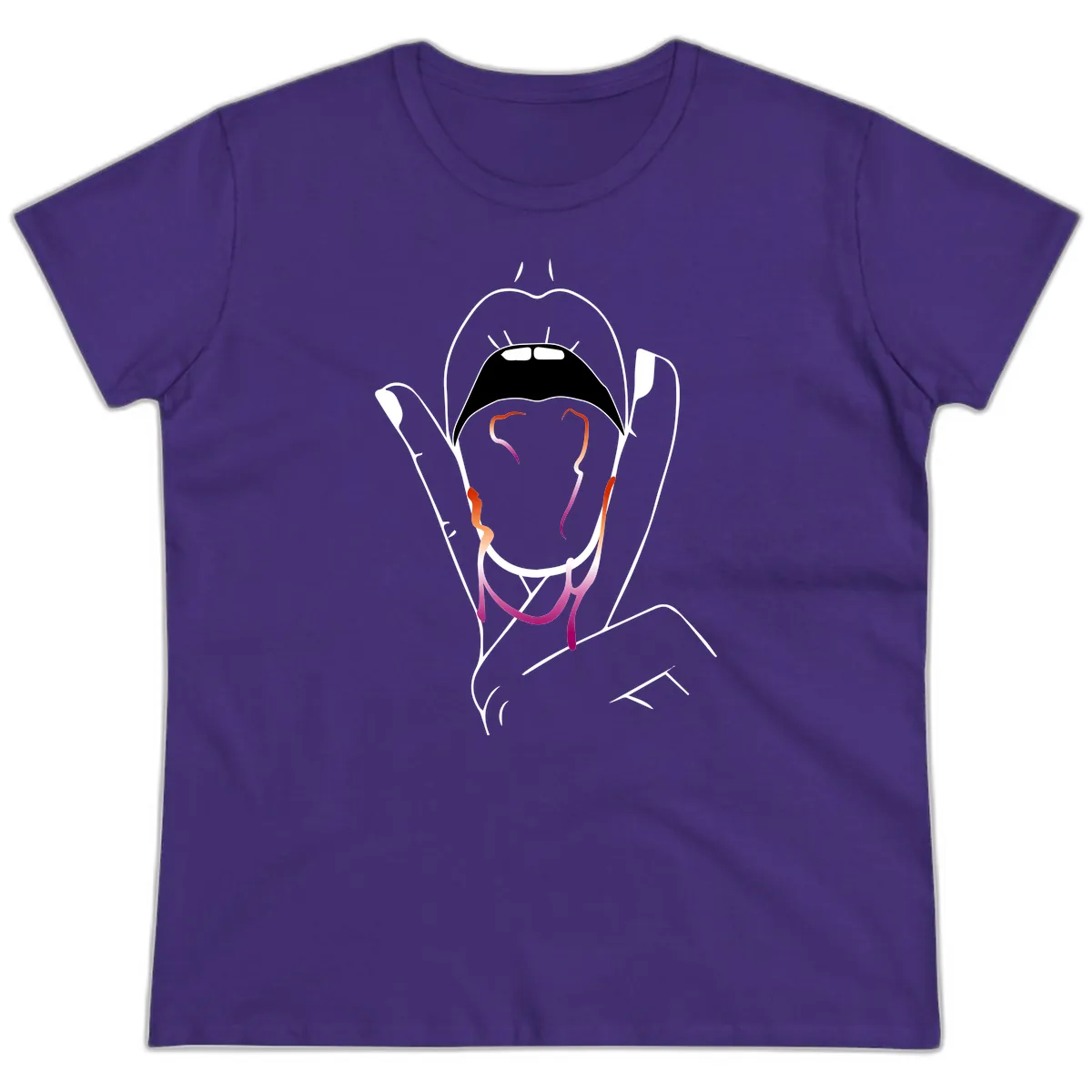 Open Mouth Pride Ladies Tee in Purple