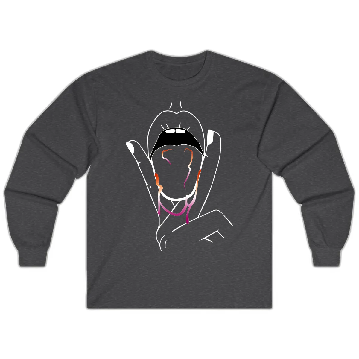 Open Mouth Pride Long Sleeve in Dark Heather