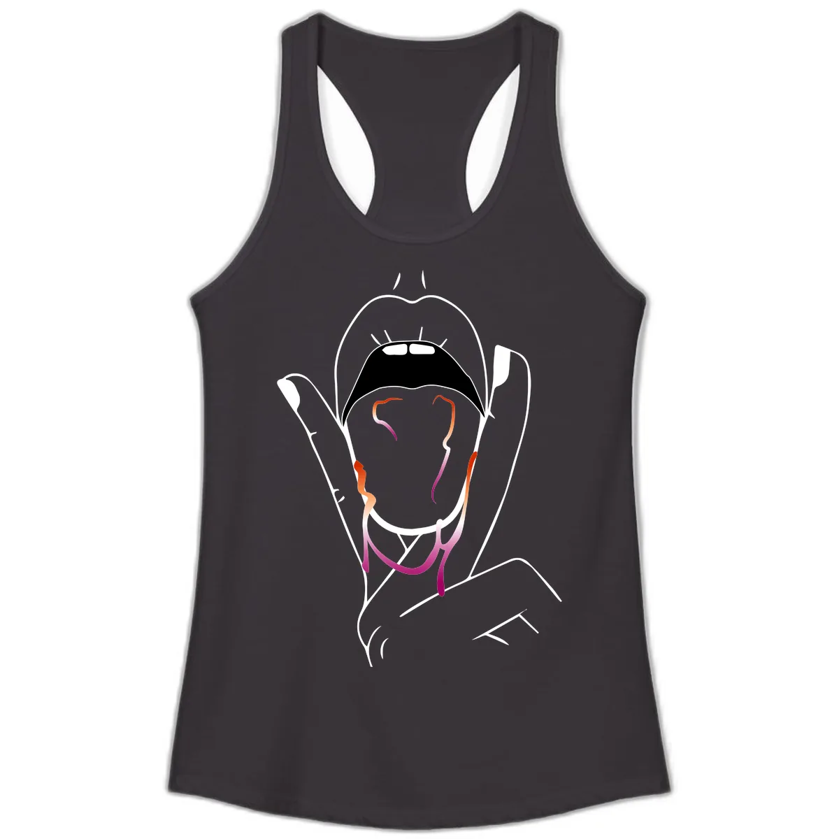 Open Mouth Pride Ladies Tank in Black