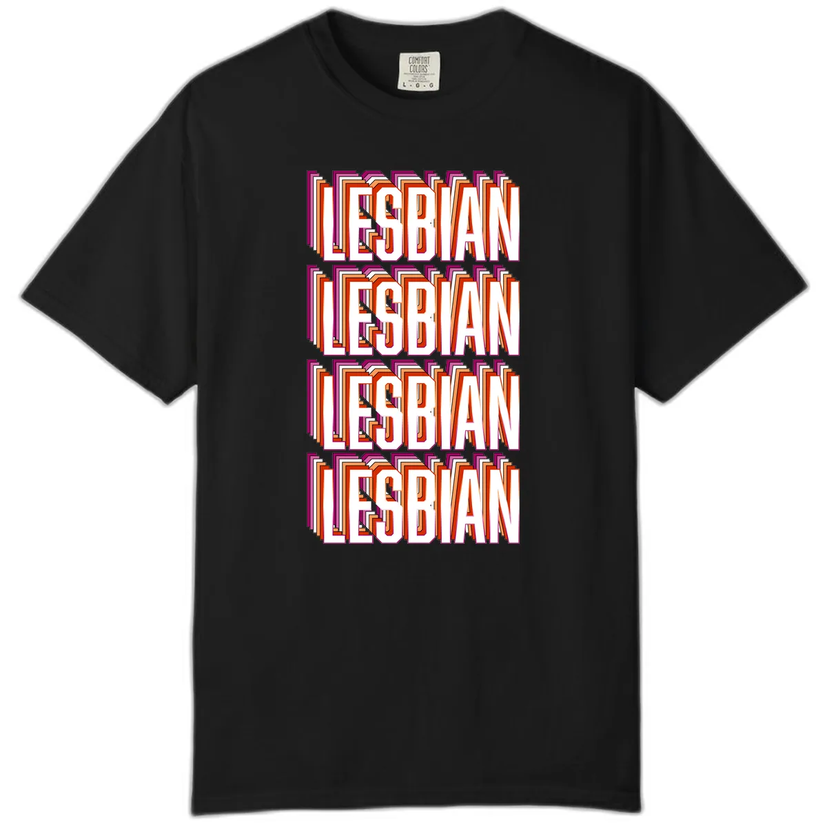 Lesbian Retro Layered Text Design Comfort Color in Black