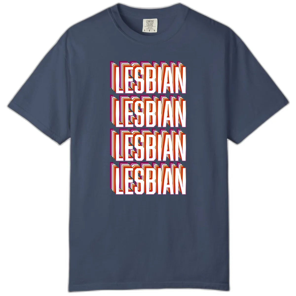 Lesbian Retro Layered Text Design Comfort Color in Midnight