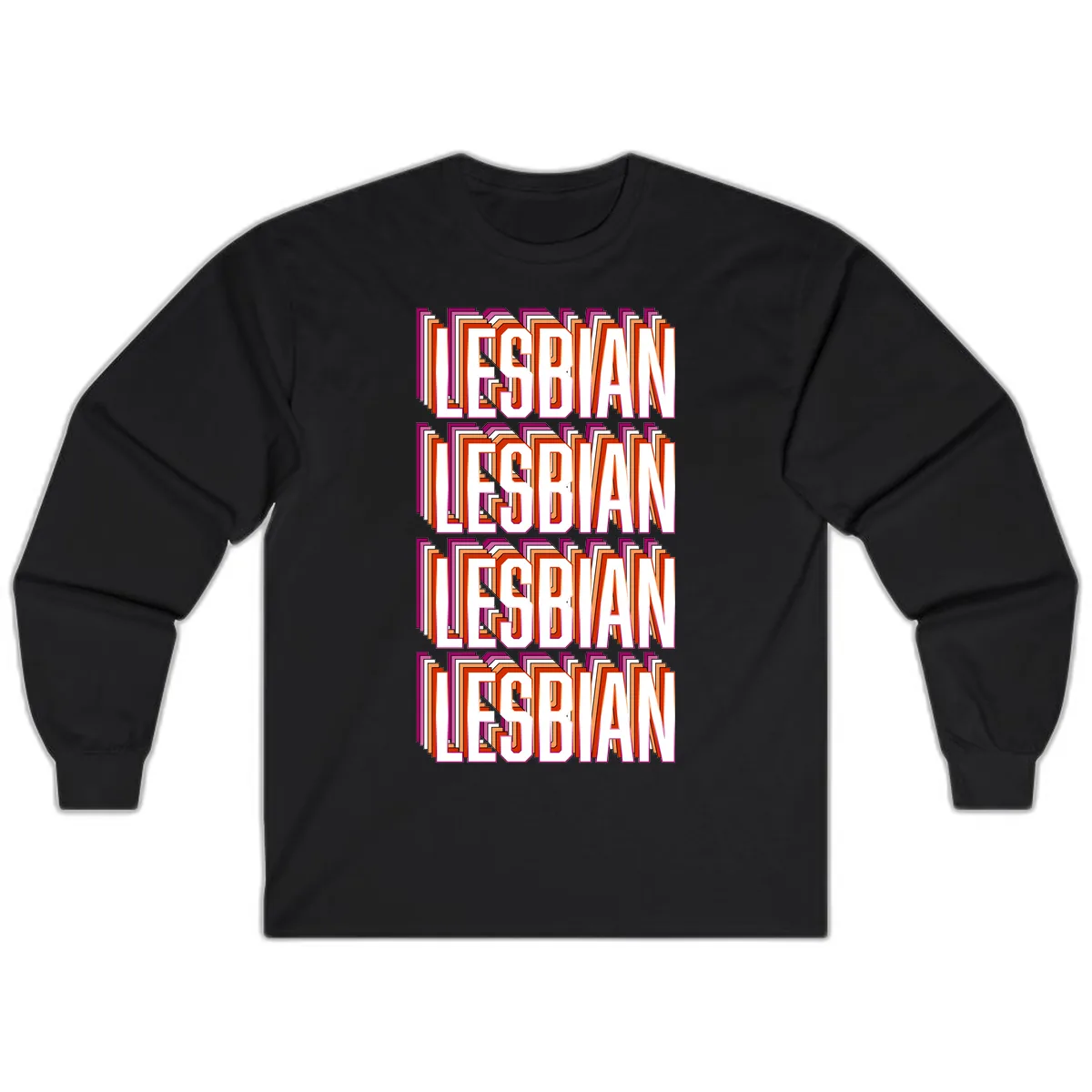 Lesbian Retro Layered Text Design Long Sleeve in Black