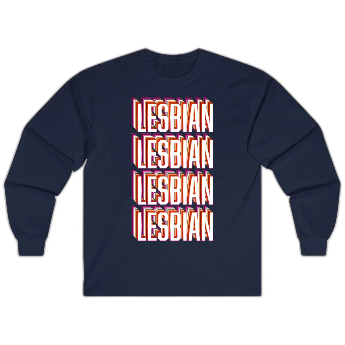 Lesbian Retro Layered Text Design Long Sleeve in Navy