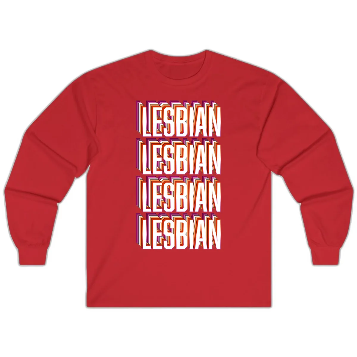 Lesbian Retro Layered Text Design Long Sleeve in Red