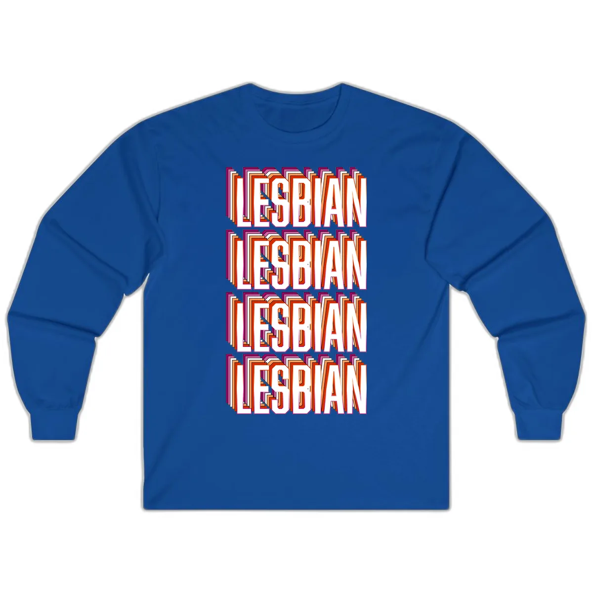 Lesbian Retro Layered Text Design Long Sleeve in Royal