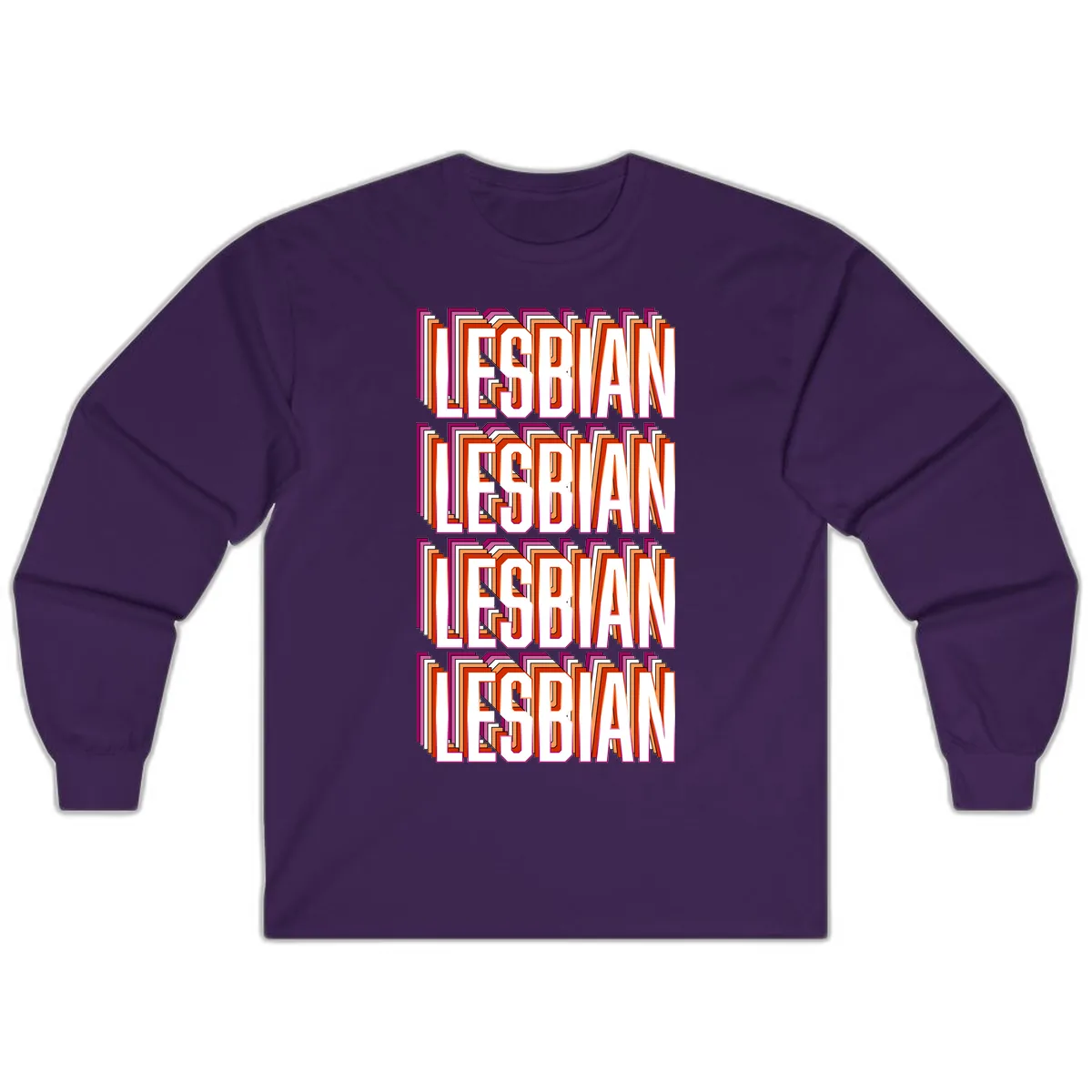 Lesbian Retro Layered Text Design Long Sleeve in Purple