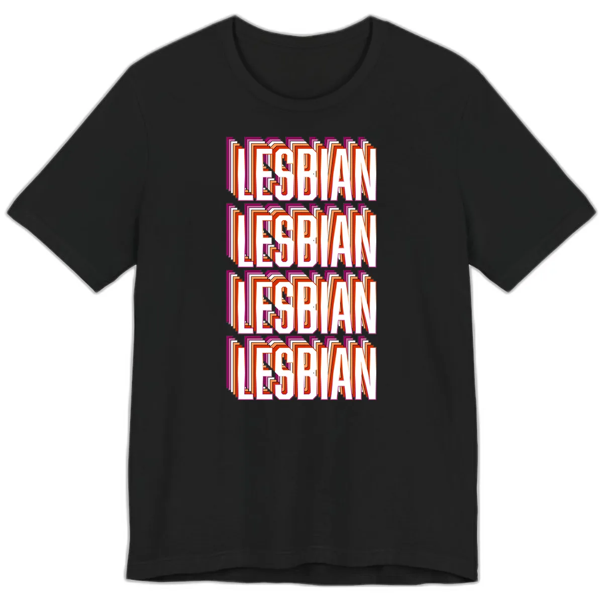 Lesbian Retro Layered Text Design Premium T-Shirt in Black