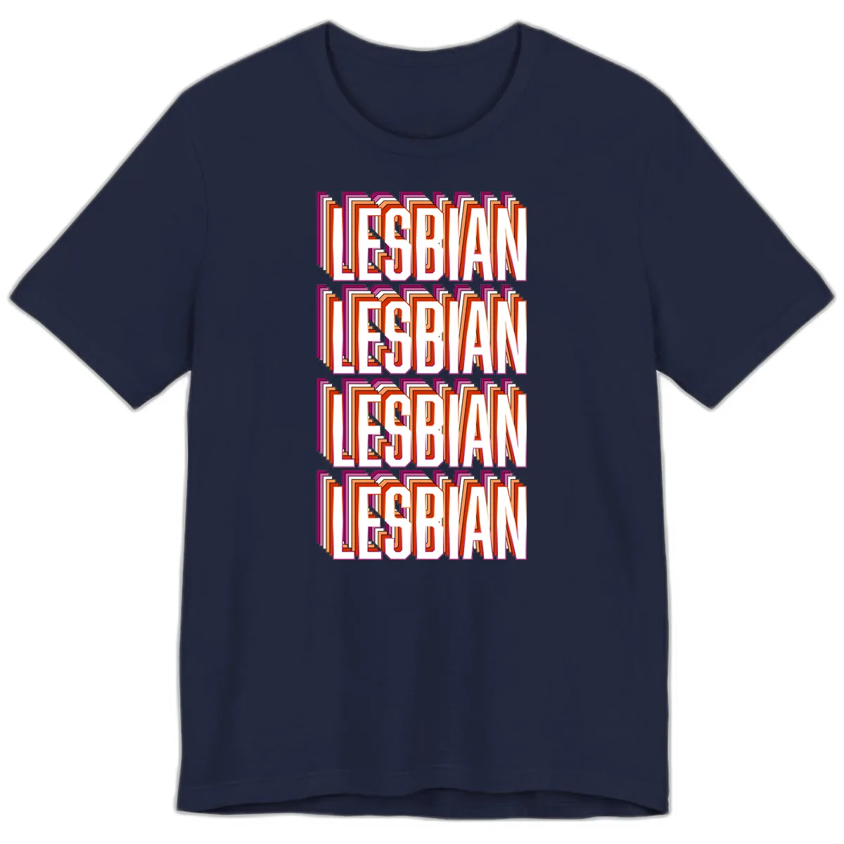 Lesbian Retro Layered Text Design Premium T-Shirt in Navy
