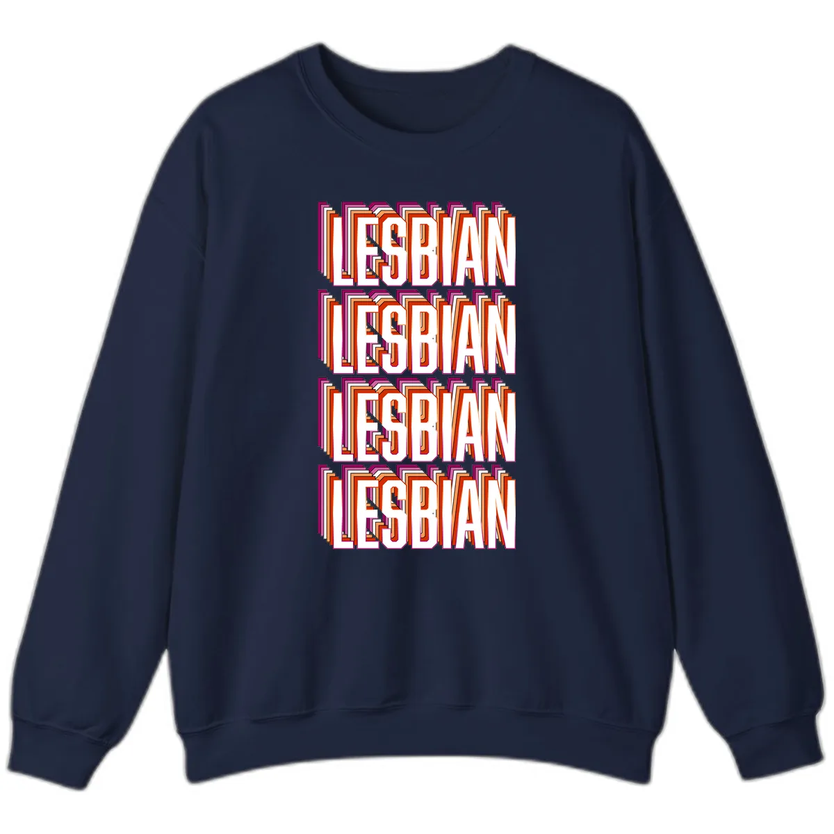 Lesbian Retro Layered Text Design Sweatshirt in Navy