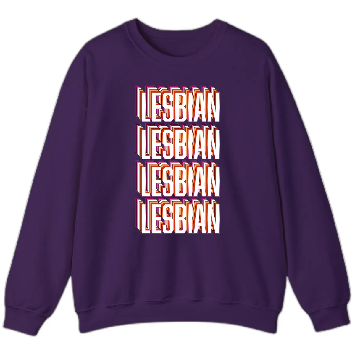 Lesbian Retro Layered Text Design Sweatshirt in Purple