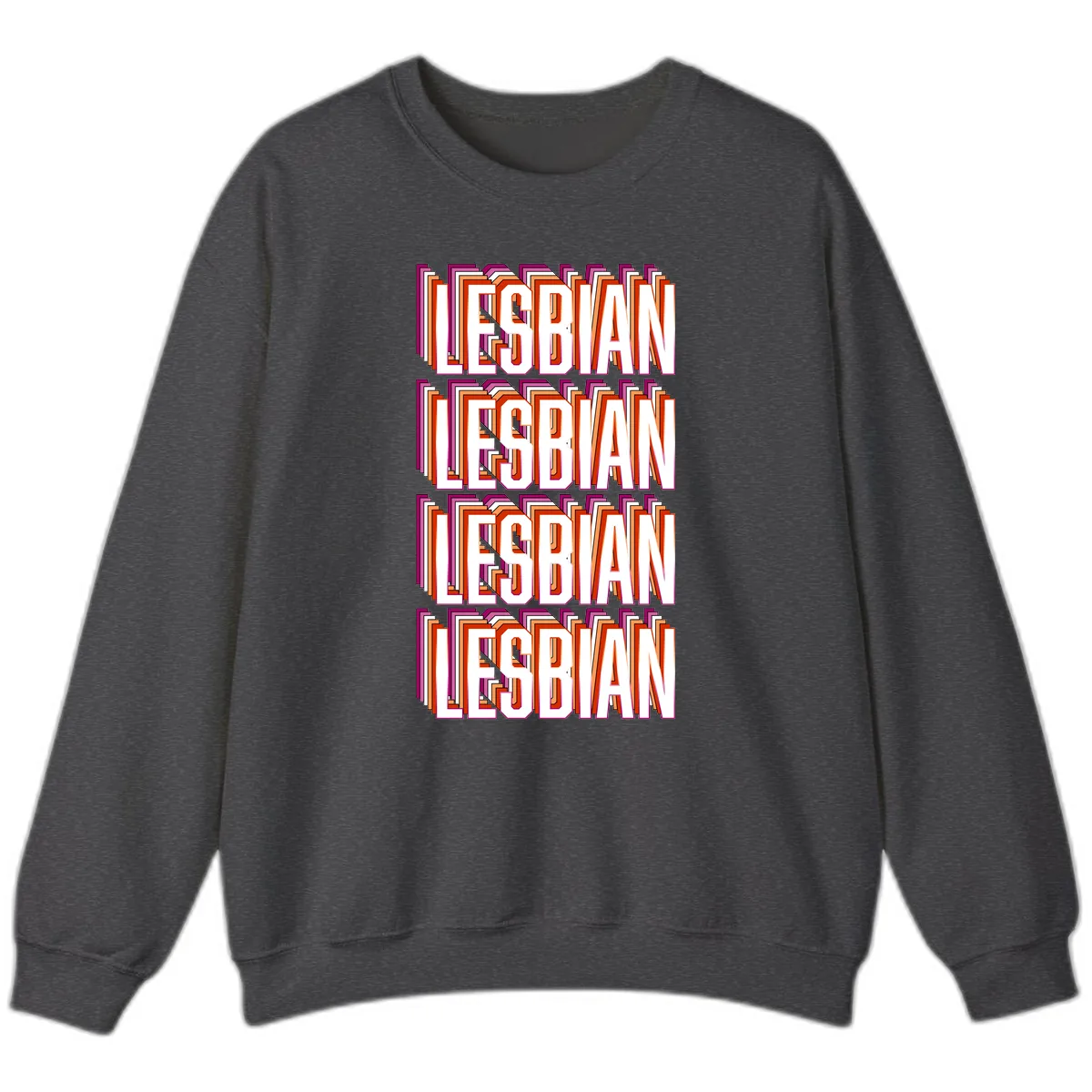 Lesbian Retro Layered Text Design Sweatshirt in Dark Heather