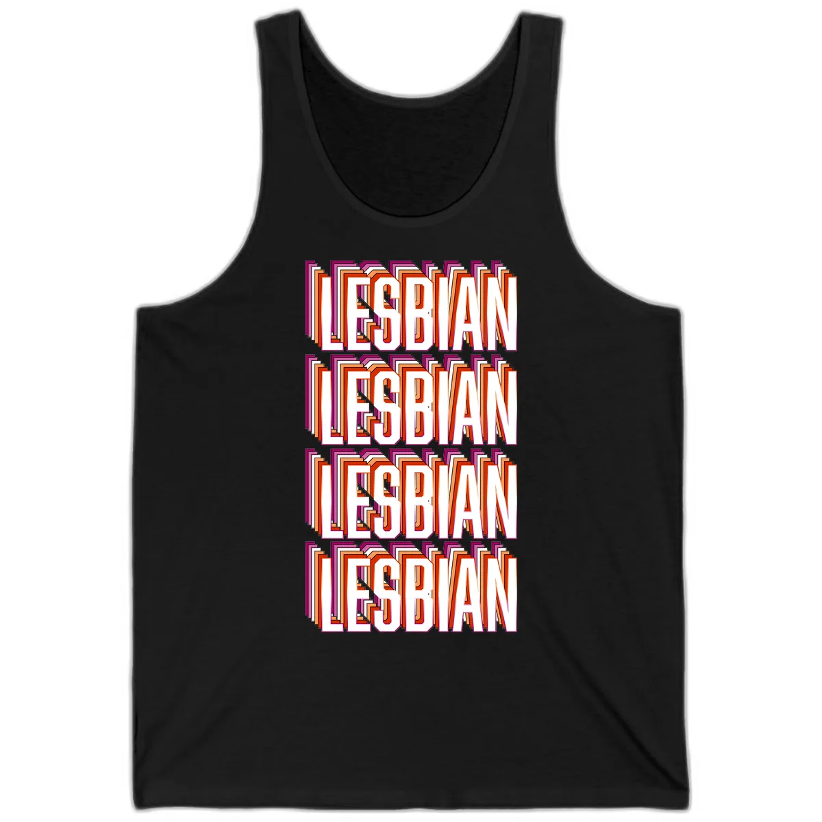 Lesbian Retro Layered Text Design Tank in Black