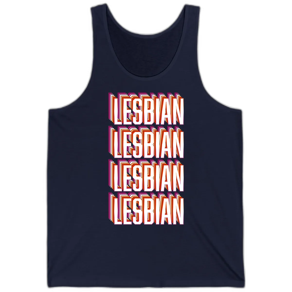 Lesbian Retro Layered Text Design Tank in Navy