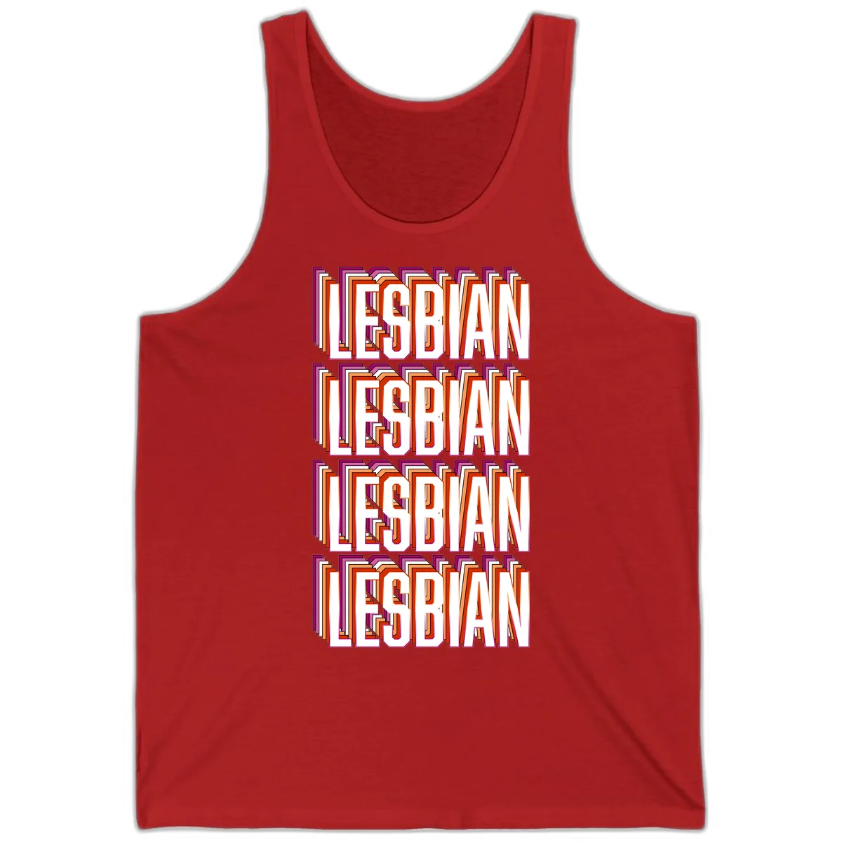 Lesbian Retro Layered Text Design Tank in Red