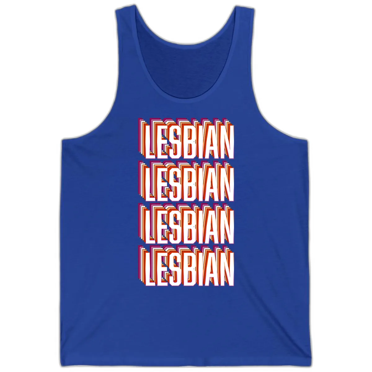 Lesbian Retro Layered Text Design Tank in True Royal