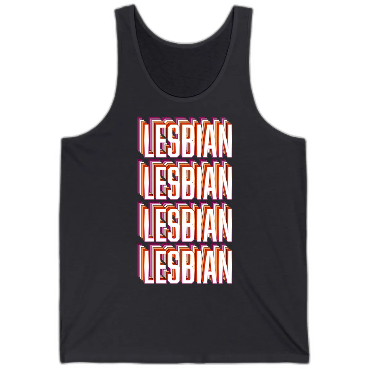 Lesbian Retro Layered Text Design Tank in Dark Grey